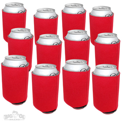 12 Premium Blank Pocket Beverage Coolers by Big Ol' Brand (Red)