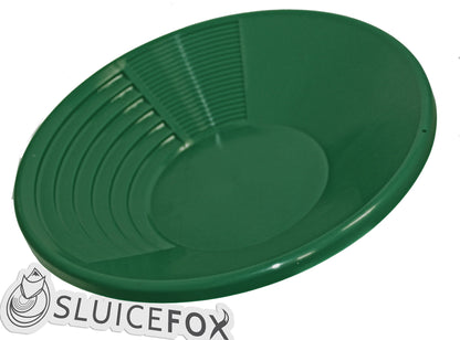 Sluice Fox Gold Pan with Dual Riffle Set; batea para oro spiral gold finishing pan; gold rush prospecting supplies for your gold panning kit; 15 inch