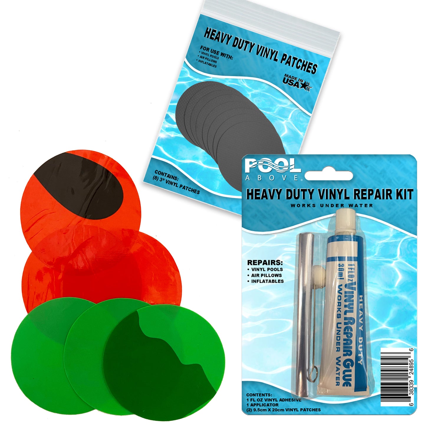 Repair Kit for Watermelon Island | Vinyl glue | Red and Green Multi Patches