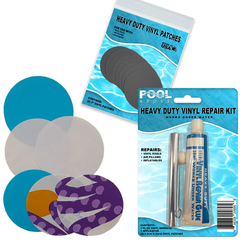 Repair Kit for Sunshade Pool | Vinyl glue |  White Blue and Purple Multi Patches