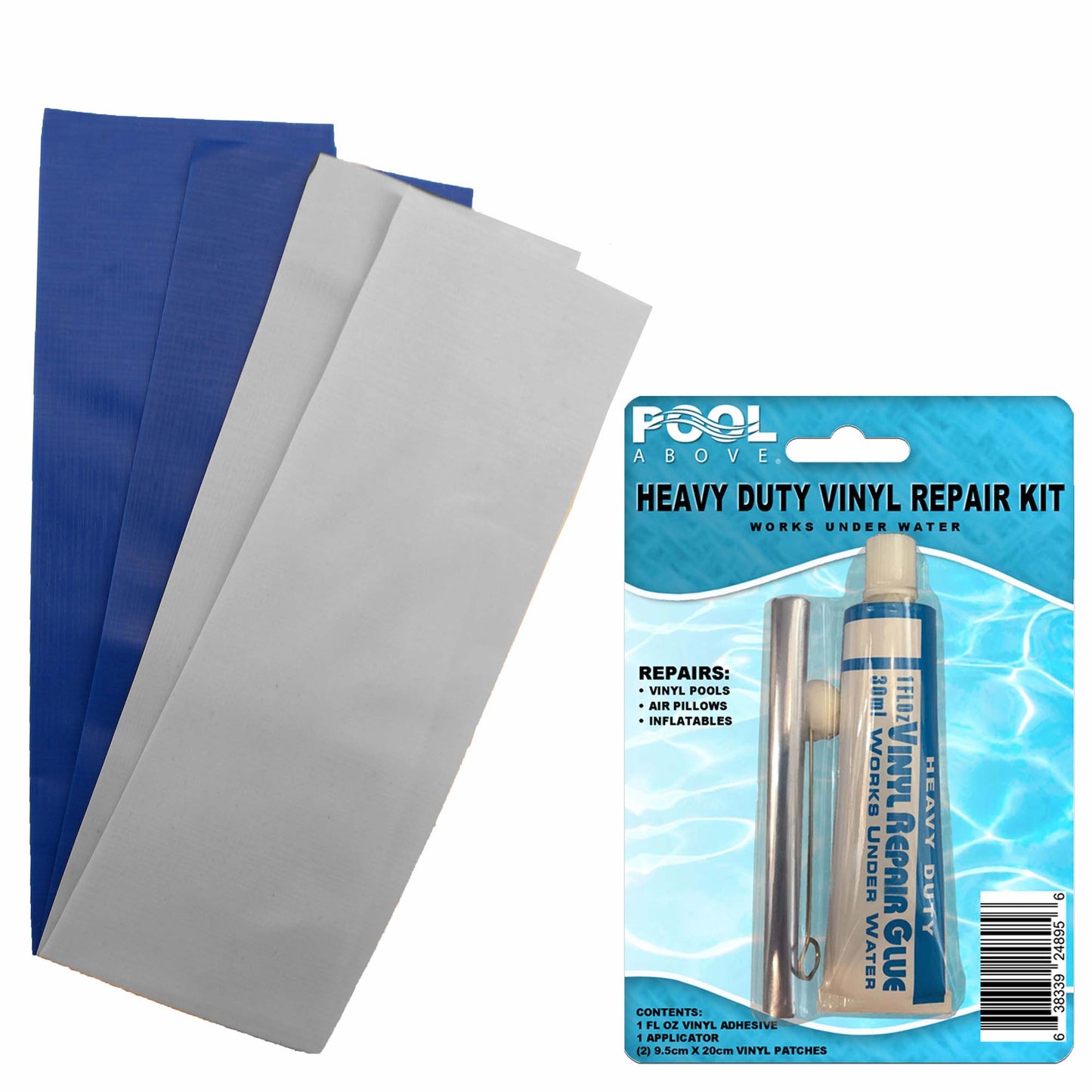 Repair Kit for Vinyl Pools | Vinyl glue | Blue and White Patches