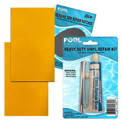 Repair Kit for Kayak, Inflatables | Vinyl Glue | Gray Blue Multi 5.5" x 8.5" Patches