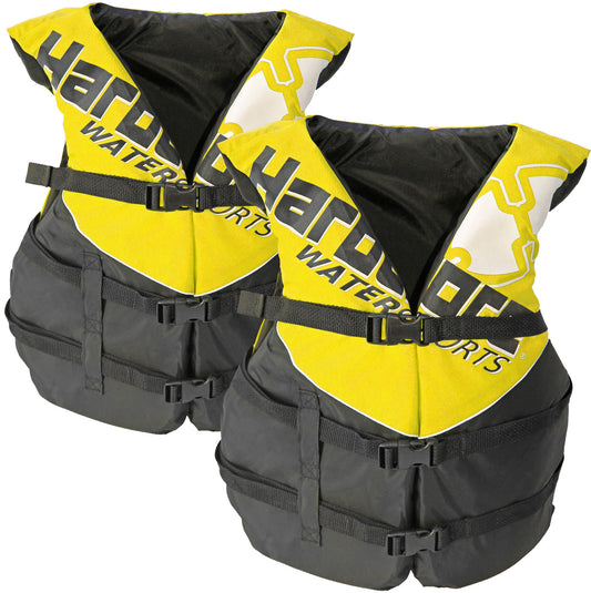 2 Pack Hardcore Adult Life Jacket PFD Type III Coast Guard Ski Vest Yellow HC110