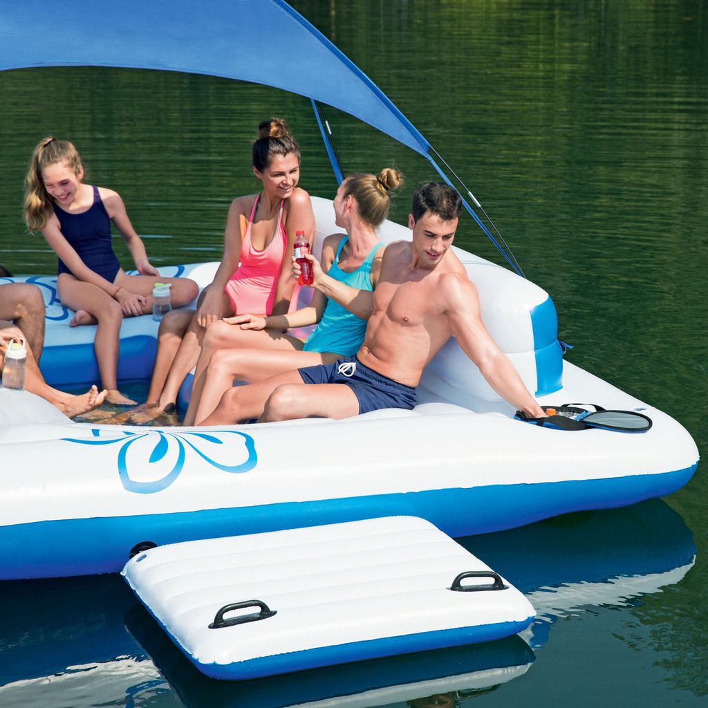 Bestway Tropical Breeze II Inflatable 6-Person Floating Island Lounge Raft
