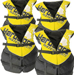 4 Pack Deluxe Adult Life Jacket PFD Type III Coast Guard Ski Vest Yellow