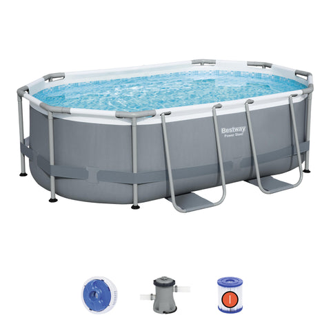 Bestway 10' x 6'7" x 33" Power Steel Oval Frame Above Ground Swimming Pool