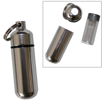 1 Pack Aluminum Pill Shape Case Keychain ID Holder Pet Ashes Urn Silver Metal